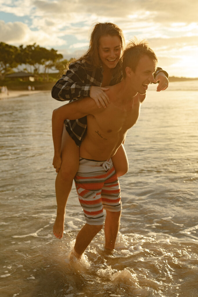 Married couple at Mauna Kea beach in Hawaii