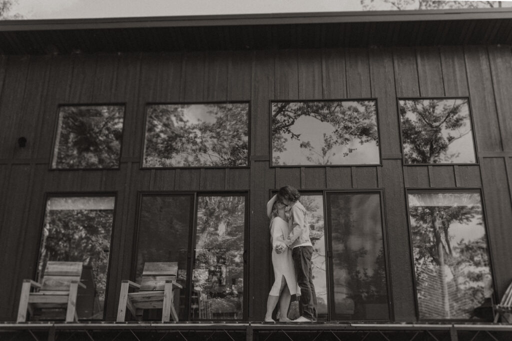 Married couple celebrating their anniversary at a cozy Wisconsin Airbnb