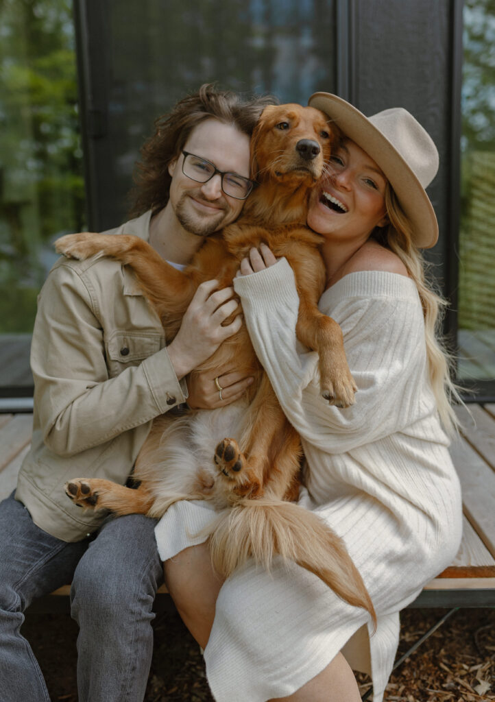 Married couple celebrating their anniversary at a cozy Wisconsin Airbnb