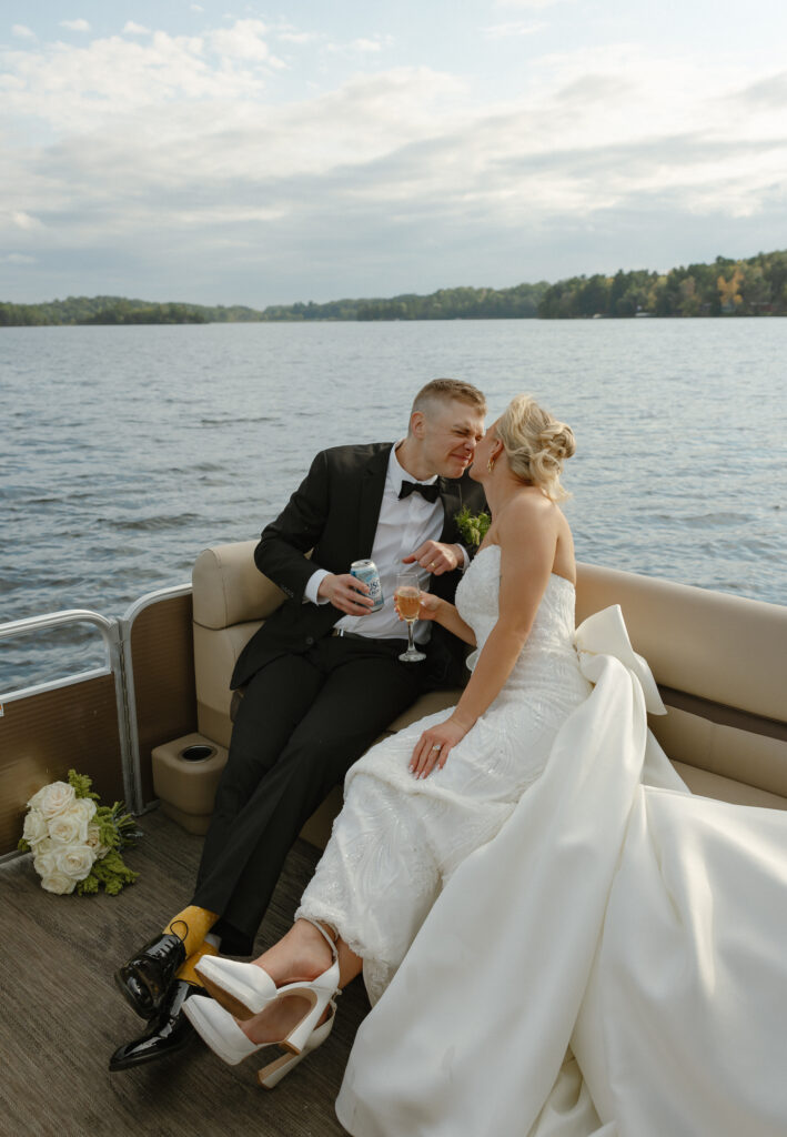 A married couple celebrating their luxurious wedding Ruttger's Lake Resort