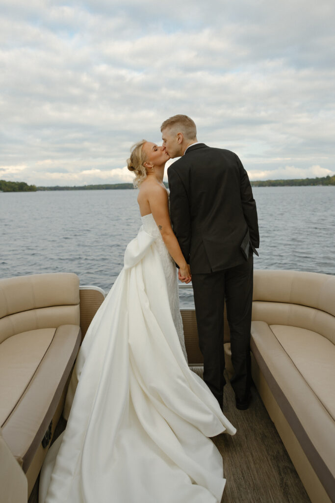 A married couple celebrating their luxurious wedding Ruttger's Lake Resort