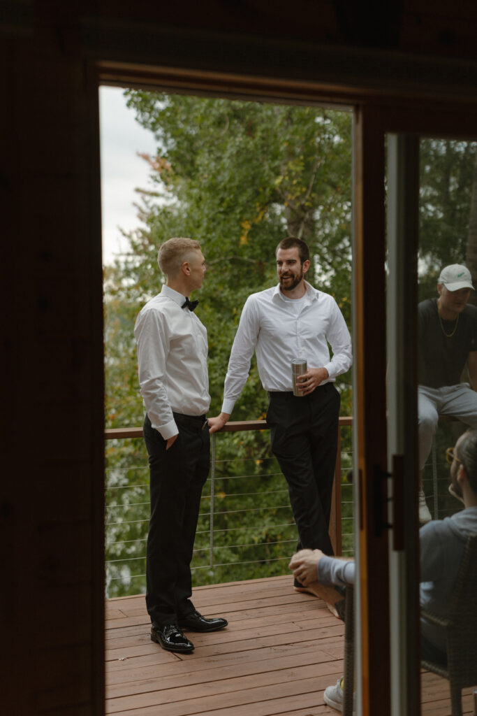 A married couple celebrating their luxurious wedding Ruttger's Lake Resort