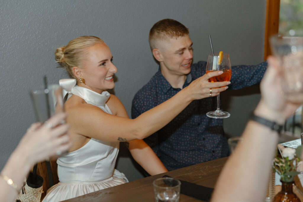 A married couple celebrating their luxurious wedding Ruttger's Lake Resort