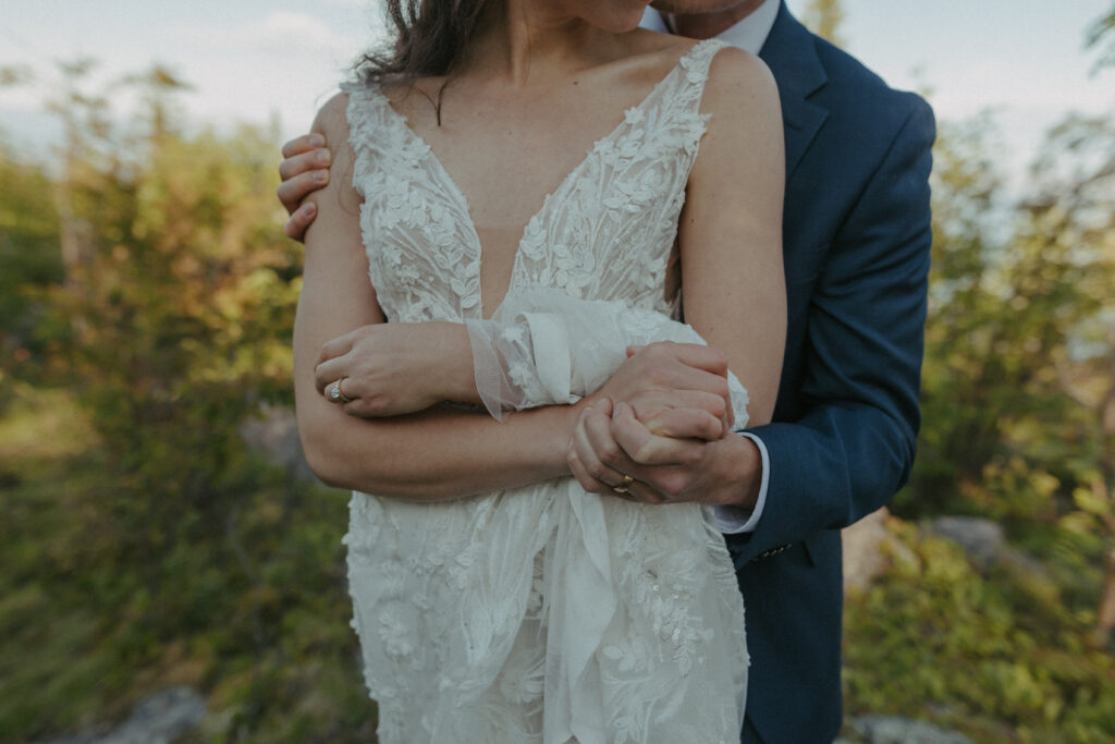 A couple eloping on Black Beach along the North Shore of Minnesota
