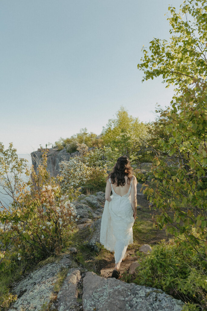 A couple eloping on Black Beach along the North Shore of Minnesota