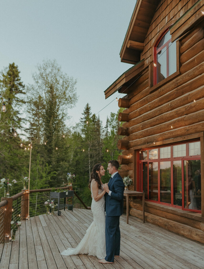 A couple eloping on Black Beach along the North Shore of Minnesota