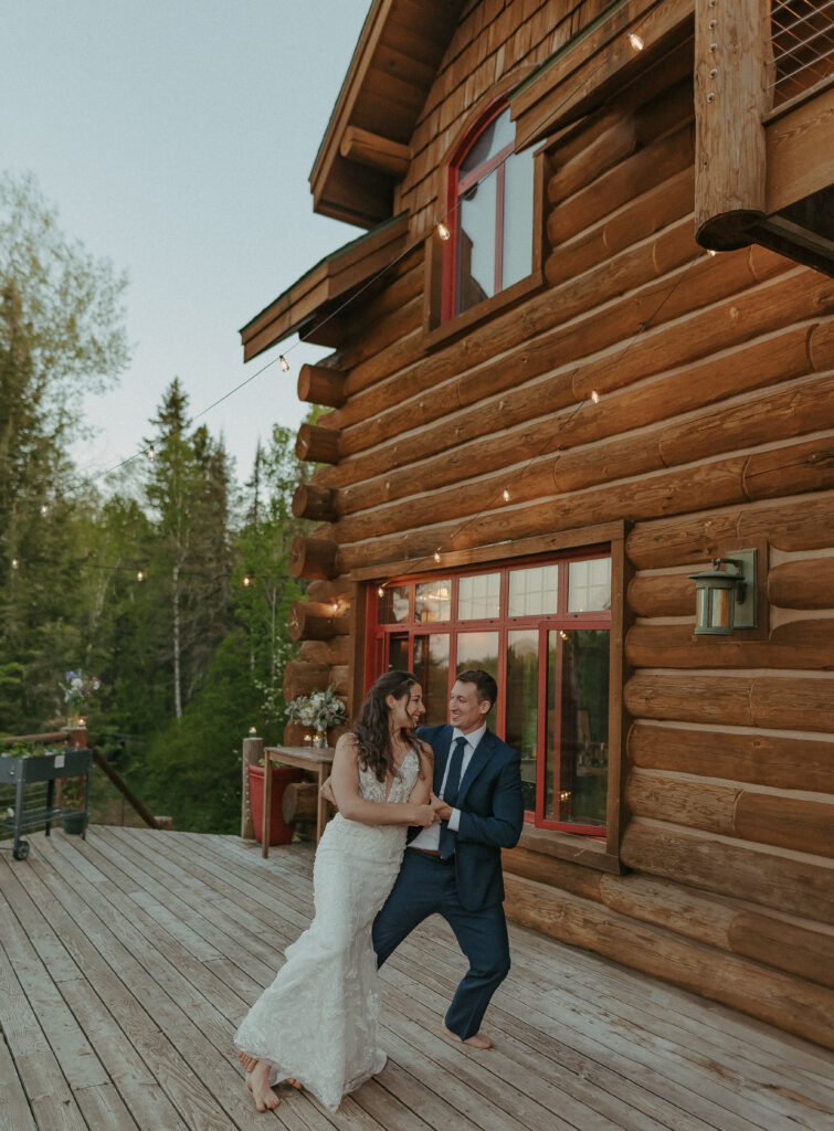 A couple eloping on Black Beach along the North Shore of Minnesota