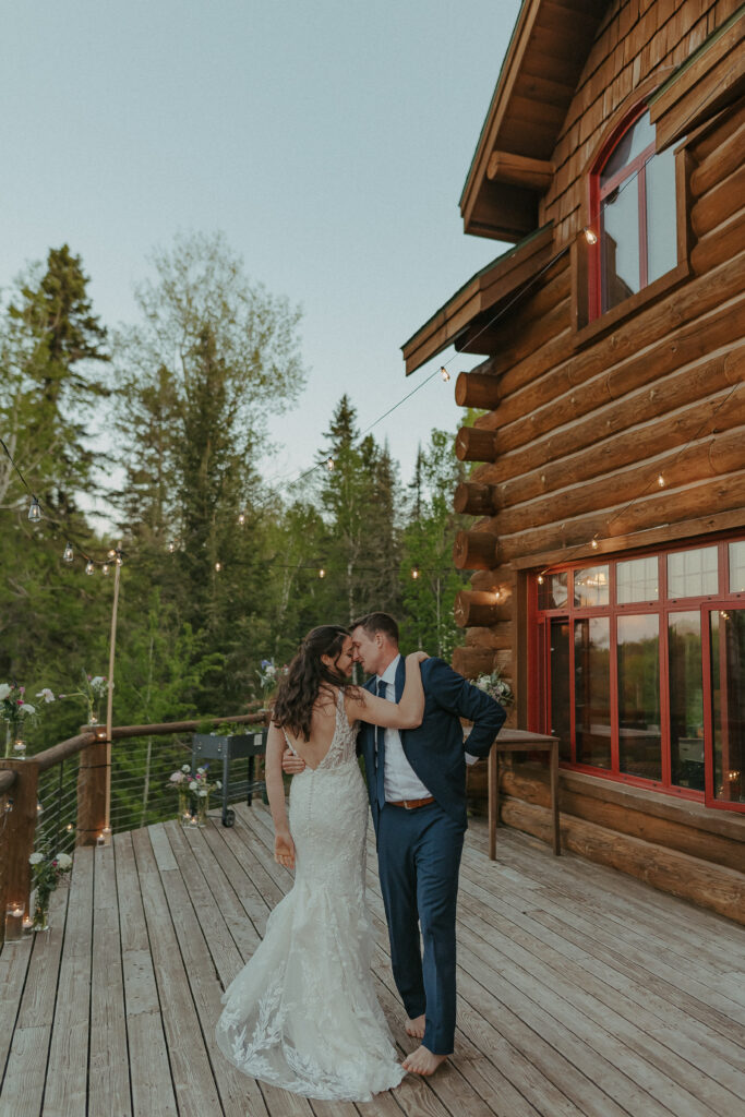A couple eloping on Black Beach along the North Shore of Minnesota