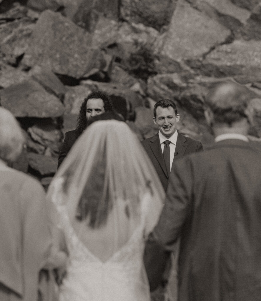 A couple eloping on Black Beach along the North Shore of Minnesota