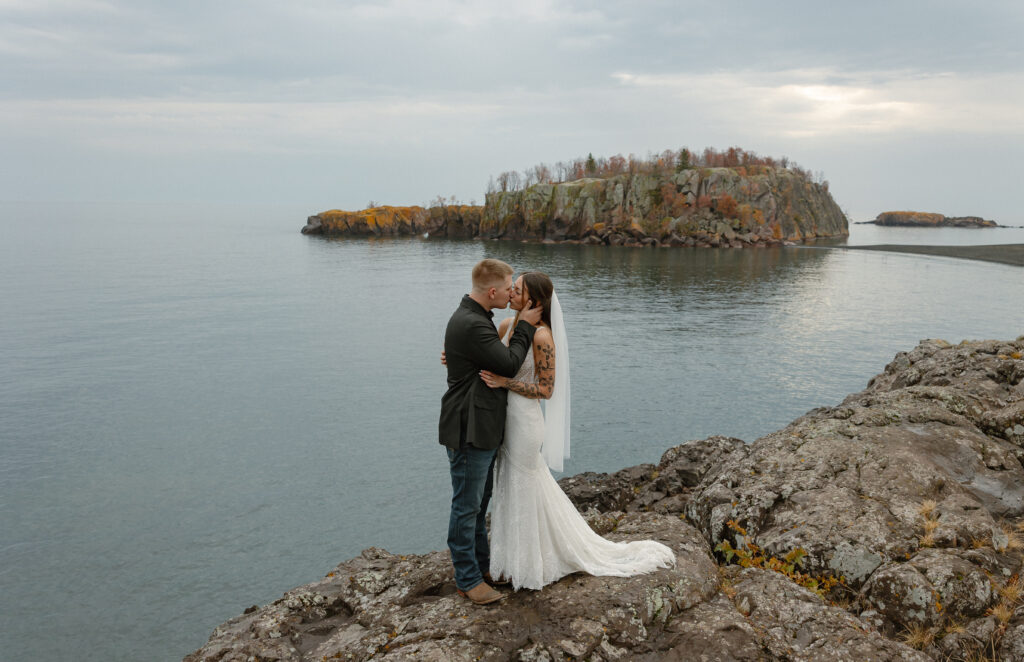 Couple eloping in Minnesota's North Shore