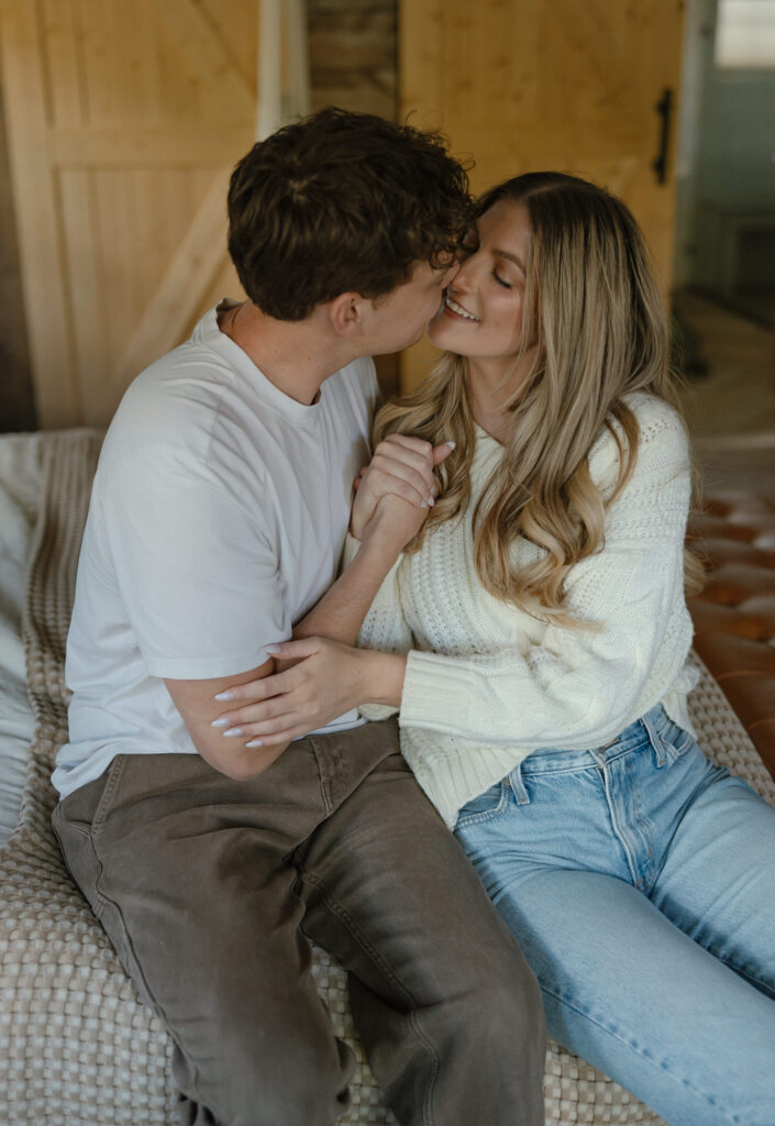 Romantic close-up of couple getting ready during a Jackson Hole area Wyoming elopement