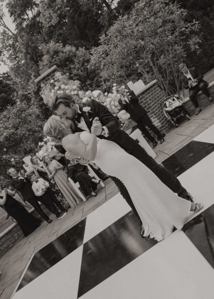Couple's first dance at a private estate following an Ohio city hall wedding