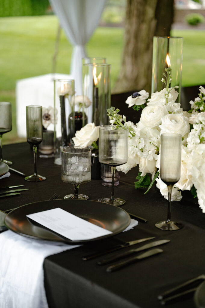 Refined details at a private estate wedding celebration