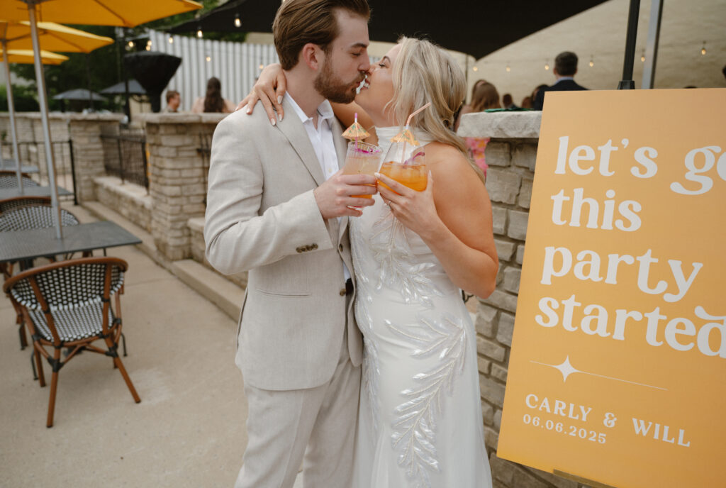 Colorful wedding welcome party at Stix Restaurant in Ohio