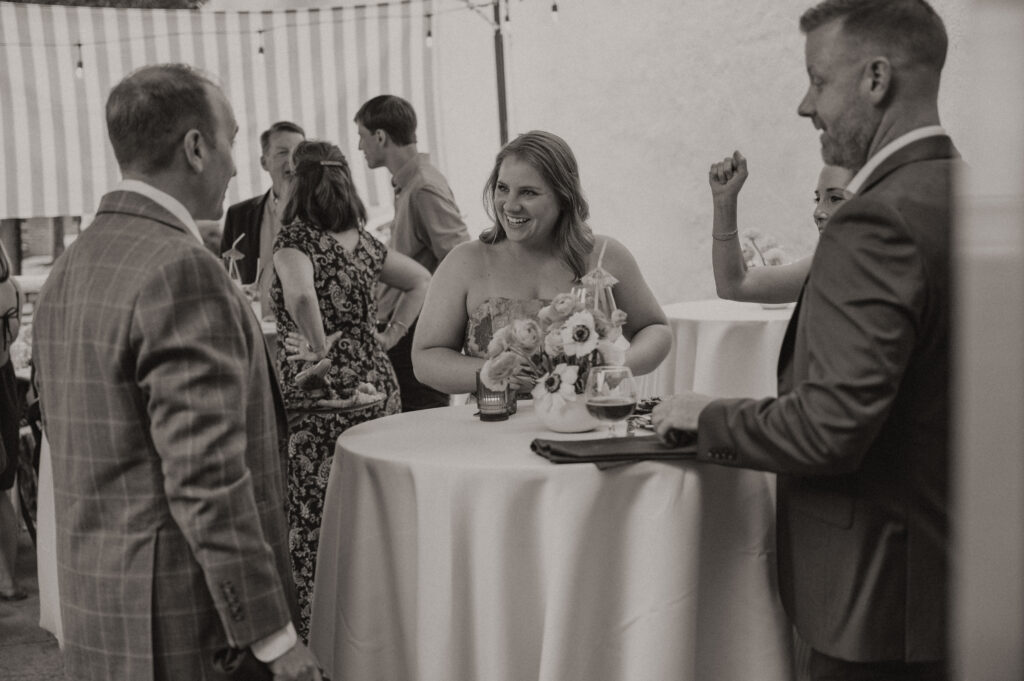 Candid moments during an intimate wedding welcome party