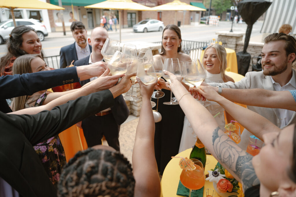 Candid moments during an intimate wedding welcome party