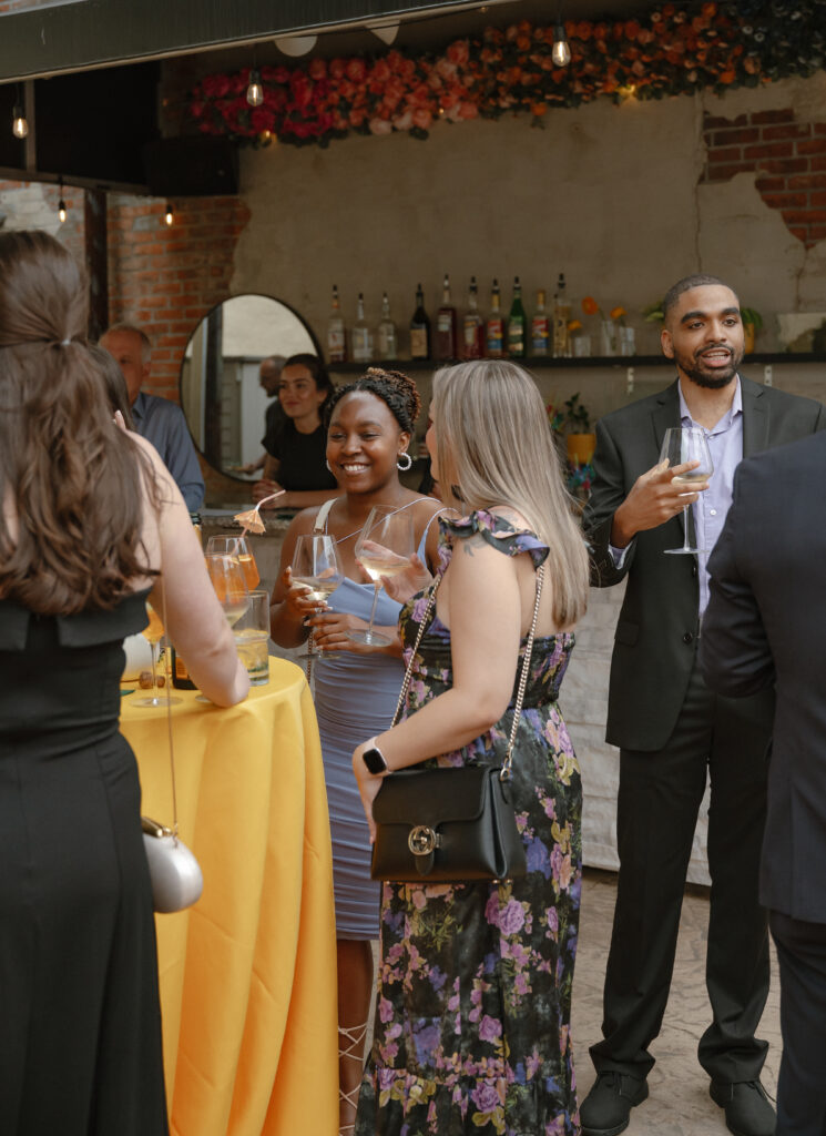 Candid moments during an intimate wedding welcome party