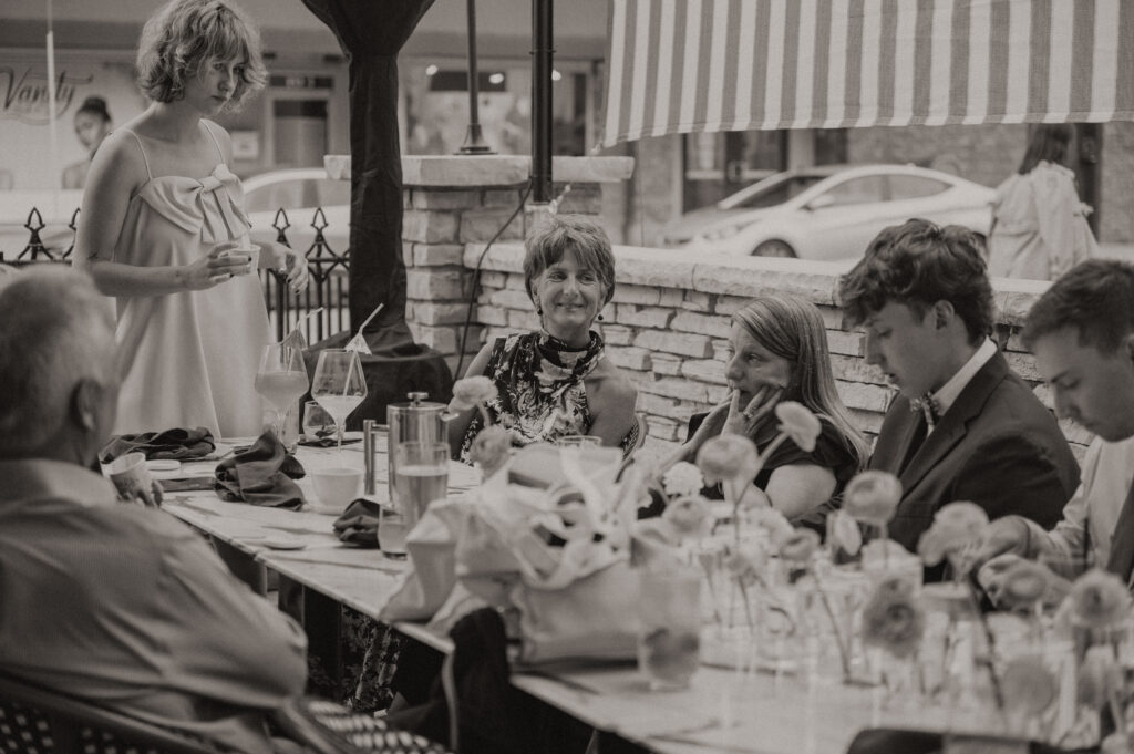 Candid moments during an intimate wedding welcome party