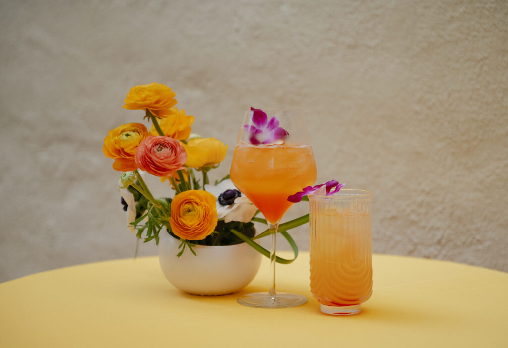 Colorful table styling at an Ohio wedding welcome party