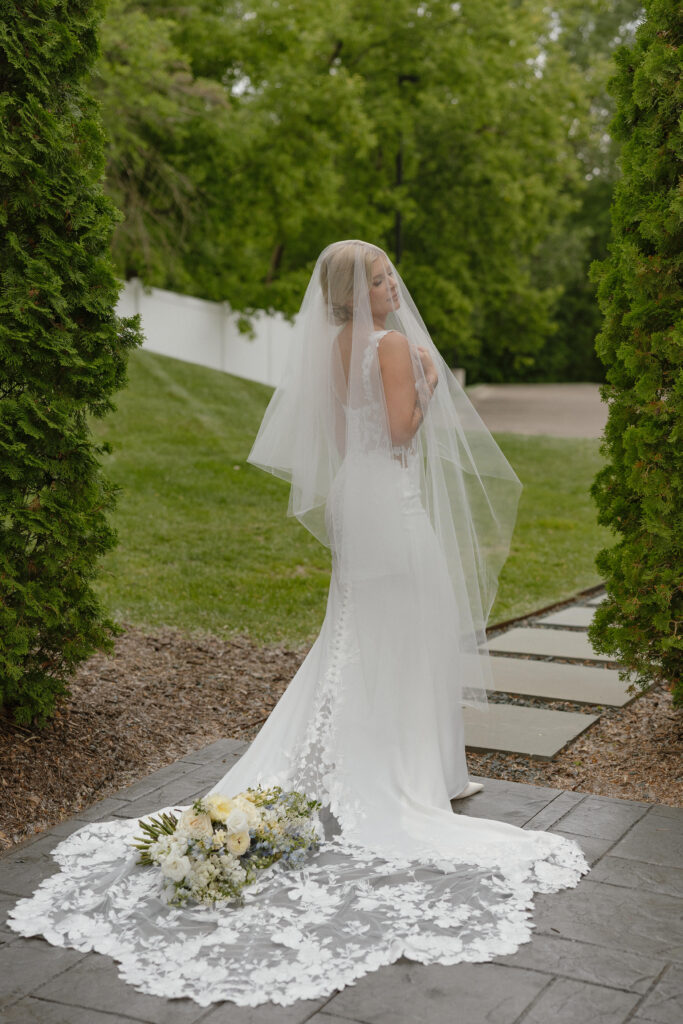 Bride and groom sharing a quiet moment during their luxury Hutton House wedding on Medicine Lake