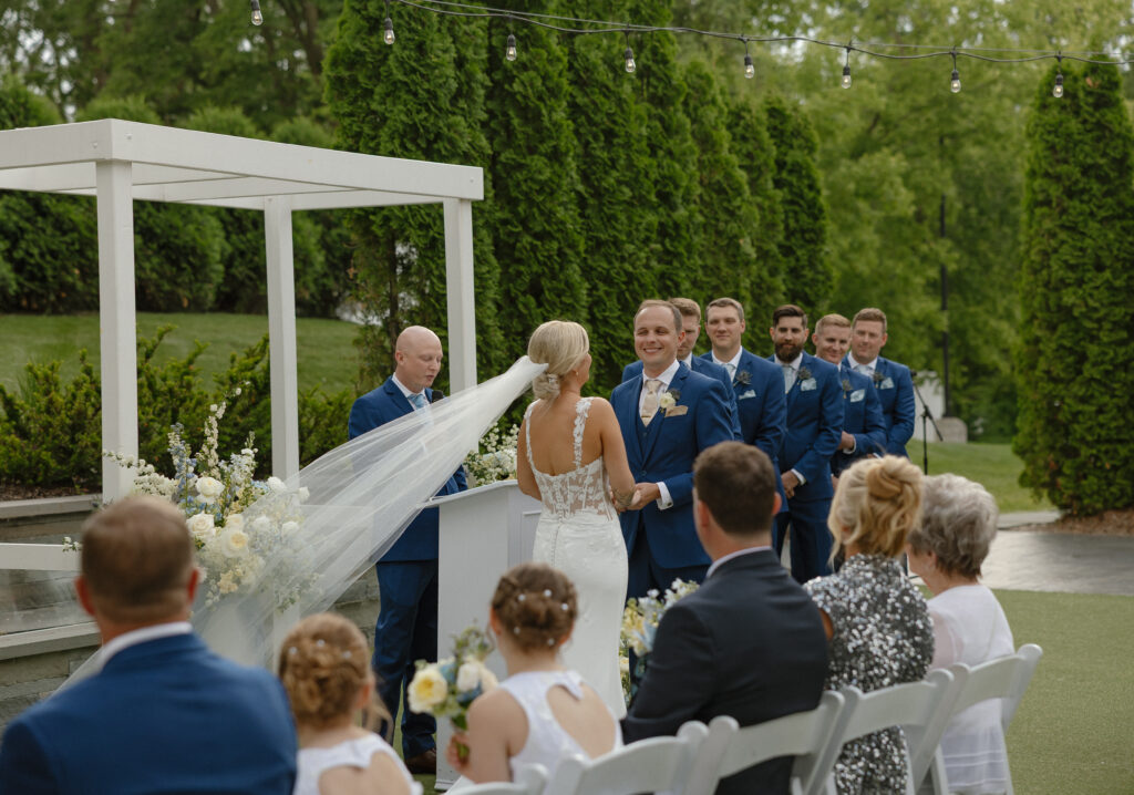 Emotional ceremony moment at a Medicine Lake wedding at The Hutton House