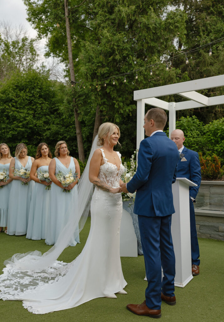 Emotional ceremony moment at a Medicine Lake wedding at The Hutton House