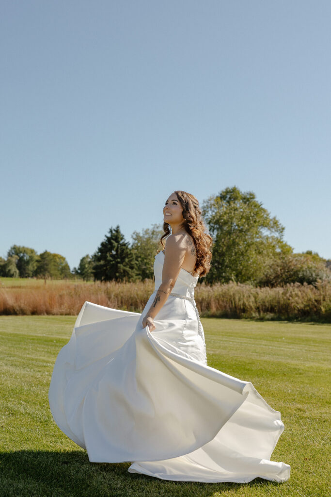 Elegant bridal portraits at Oak Glen golf course wedding venue