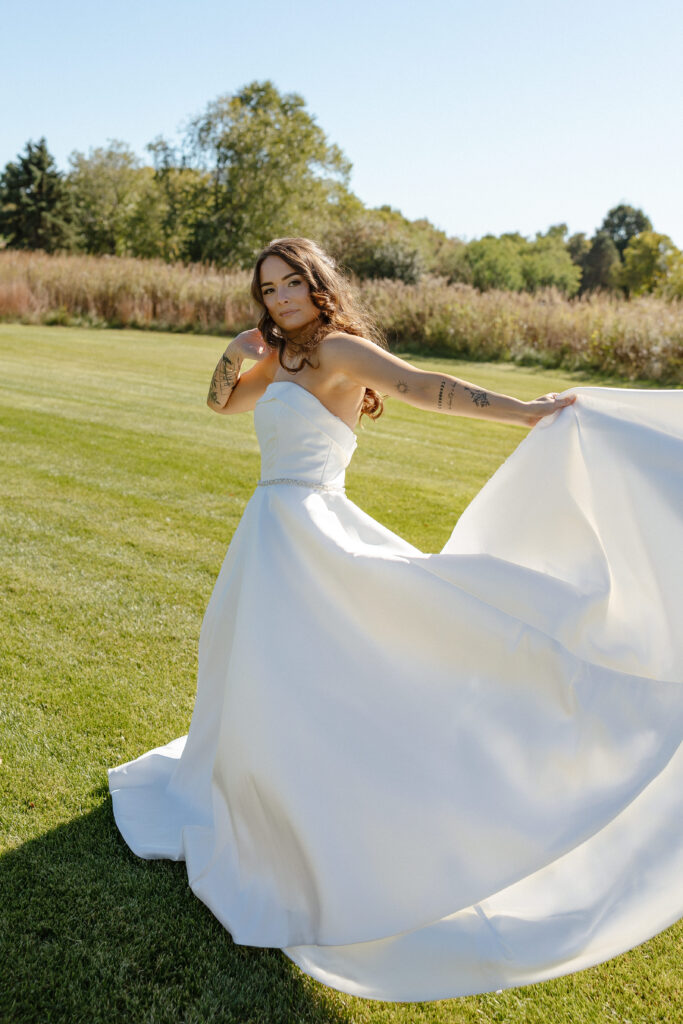 Elegant bridal portraits at Oak Glen golf course wedding venue