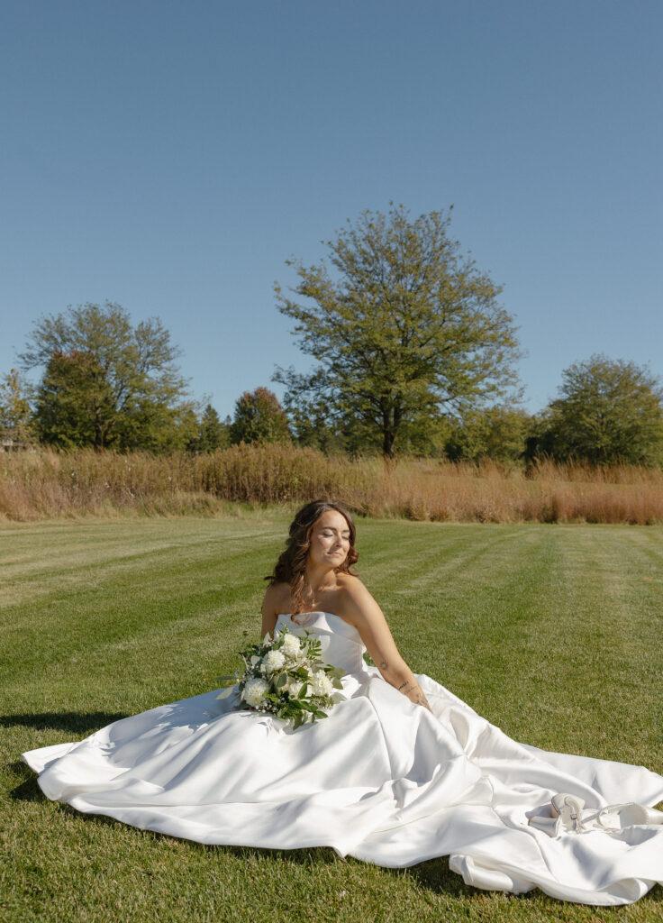 Elegant bridal portraits at Oak Glen golf course wedding venue