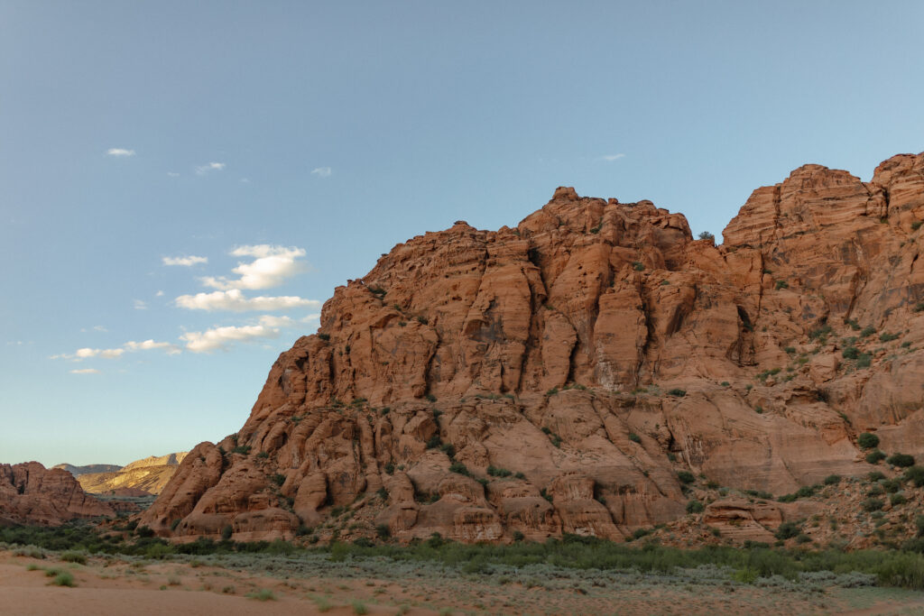 Wide landscape view of red rock formations at Snow Canyon State Park