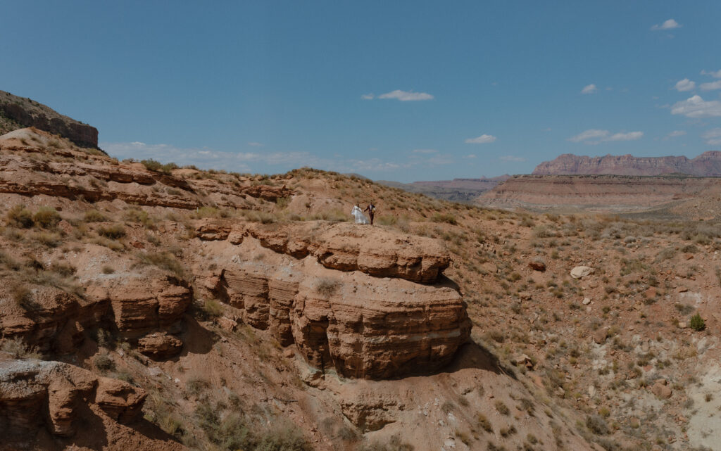 Intimate portraits of bride and groom in Zion National Park during their desert elopement