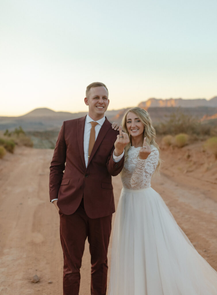 Golden hour elopement portraits in Zion National Park