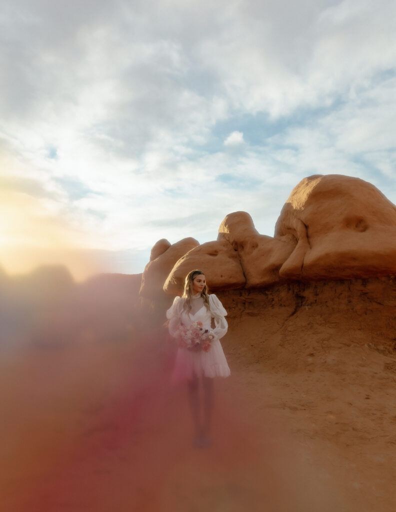 Colorful desert elopement inspiration in Goblin Valley Utah