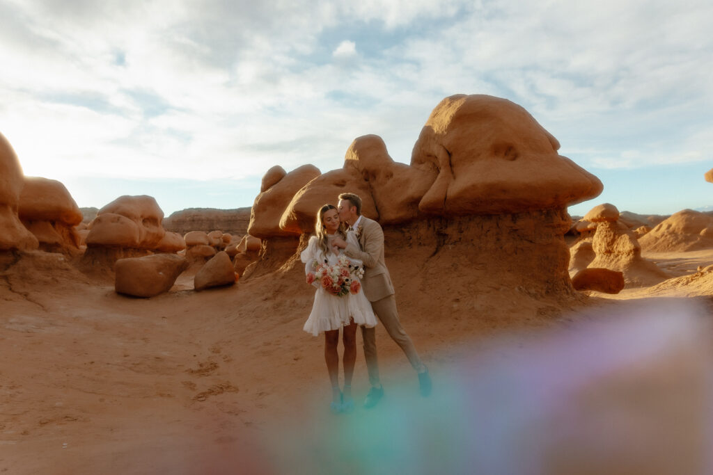 Colorful desert elopement inspiration in Goblin Valley Utah