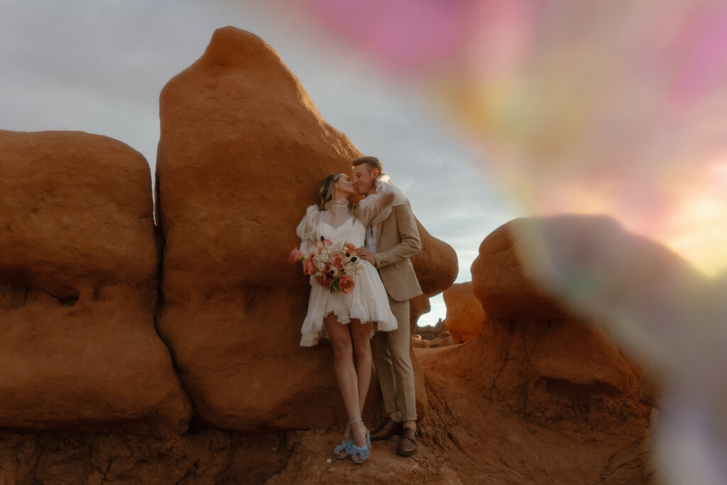Colorful desert elopement inspiration in Goblin Valley Utah