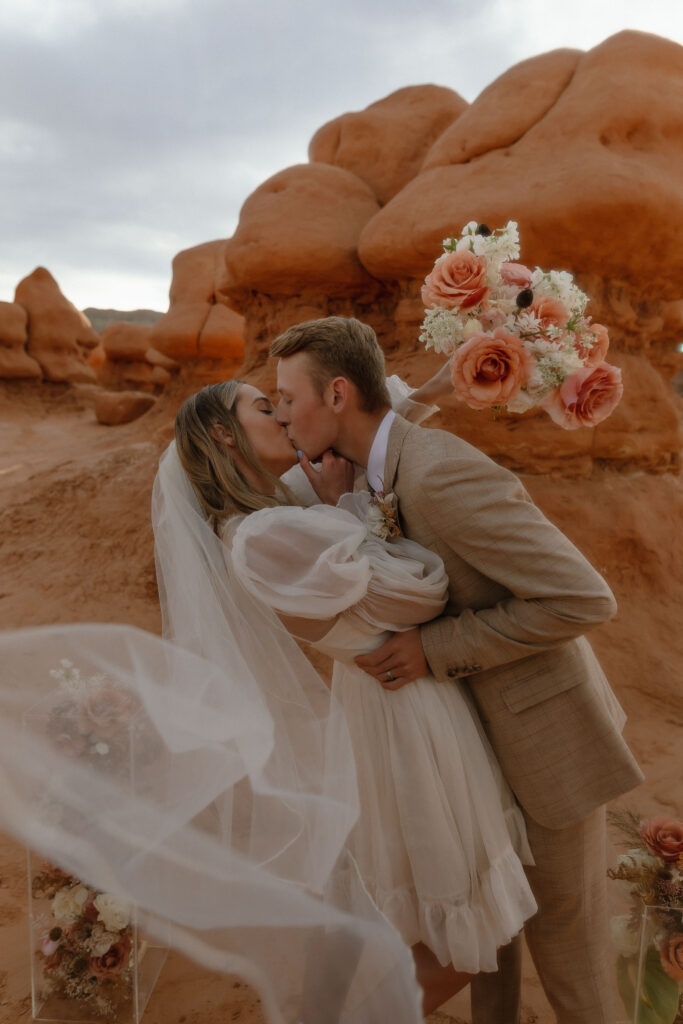 Colorful desert elopement inspiration in Goblin Valley Utah